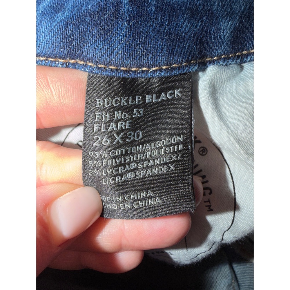 Buckle Black Fit No. 53 Flare Jeans Distressed Medium Wash 26x30 Womens Denim A3 - Picture 6 of 10